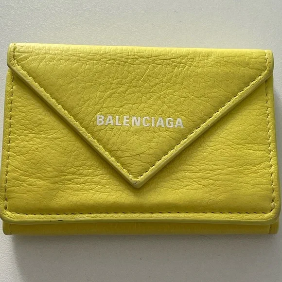 BALENCIAGA Paper Mini Trifold Wallet Purse Leather Made In Italy - Picture 3 of 17